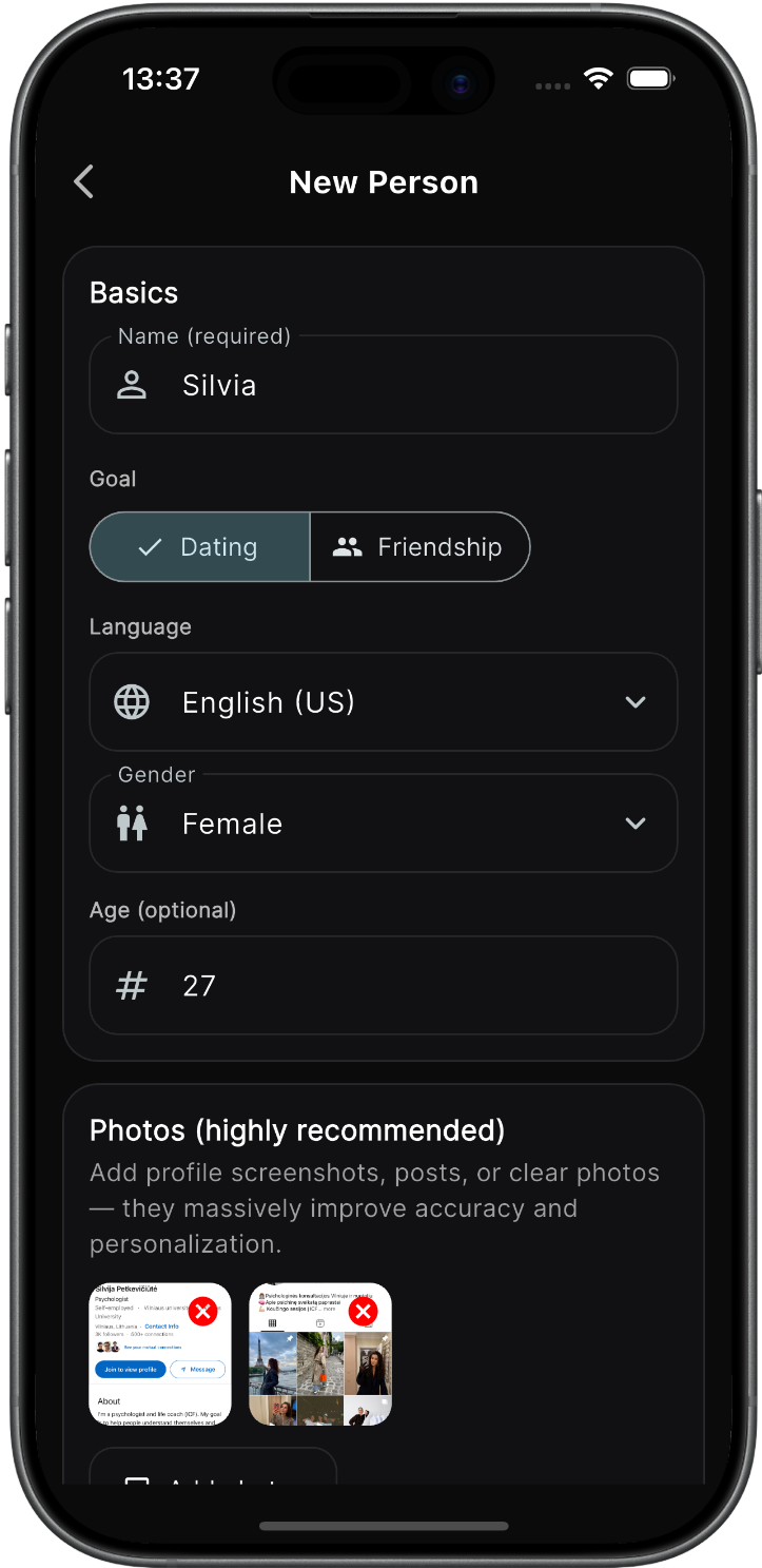 Create Person Profiles